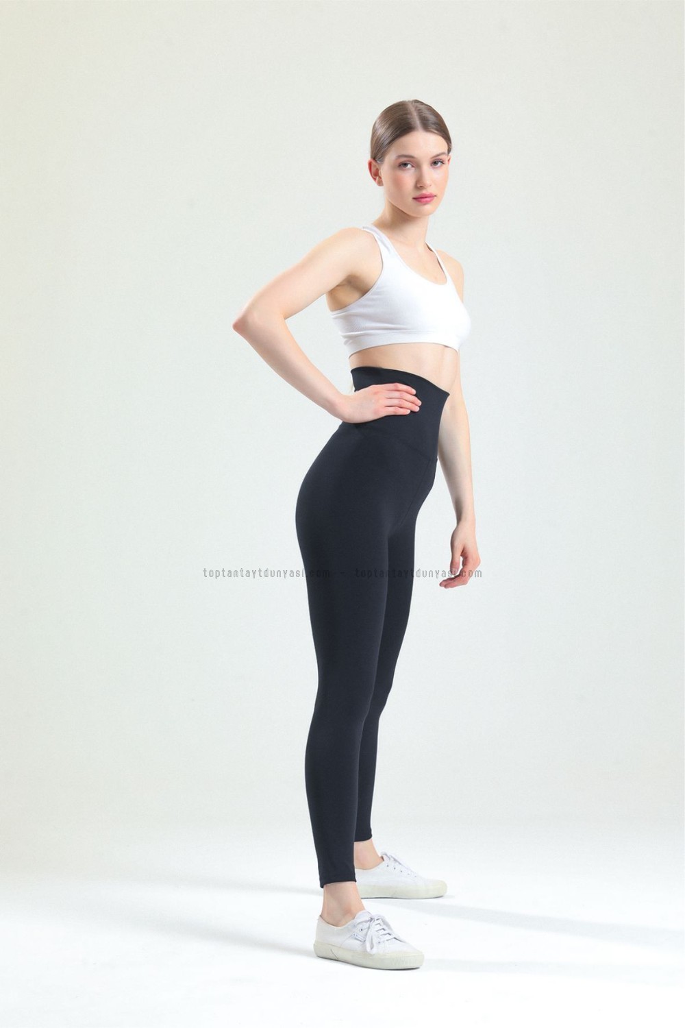 Toptan Korse Kemerli Tayt Siyah