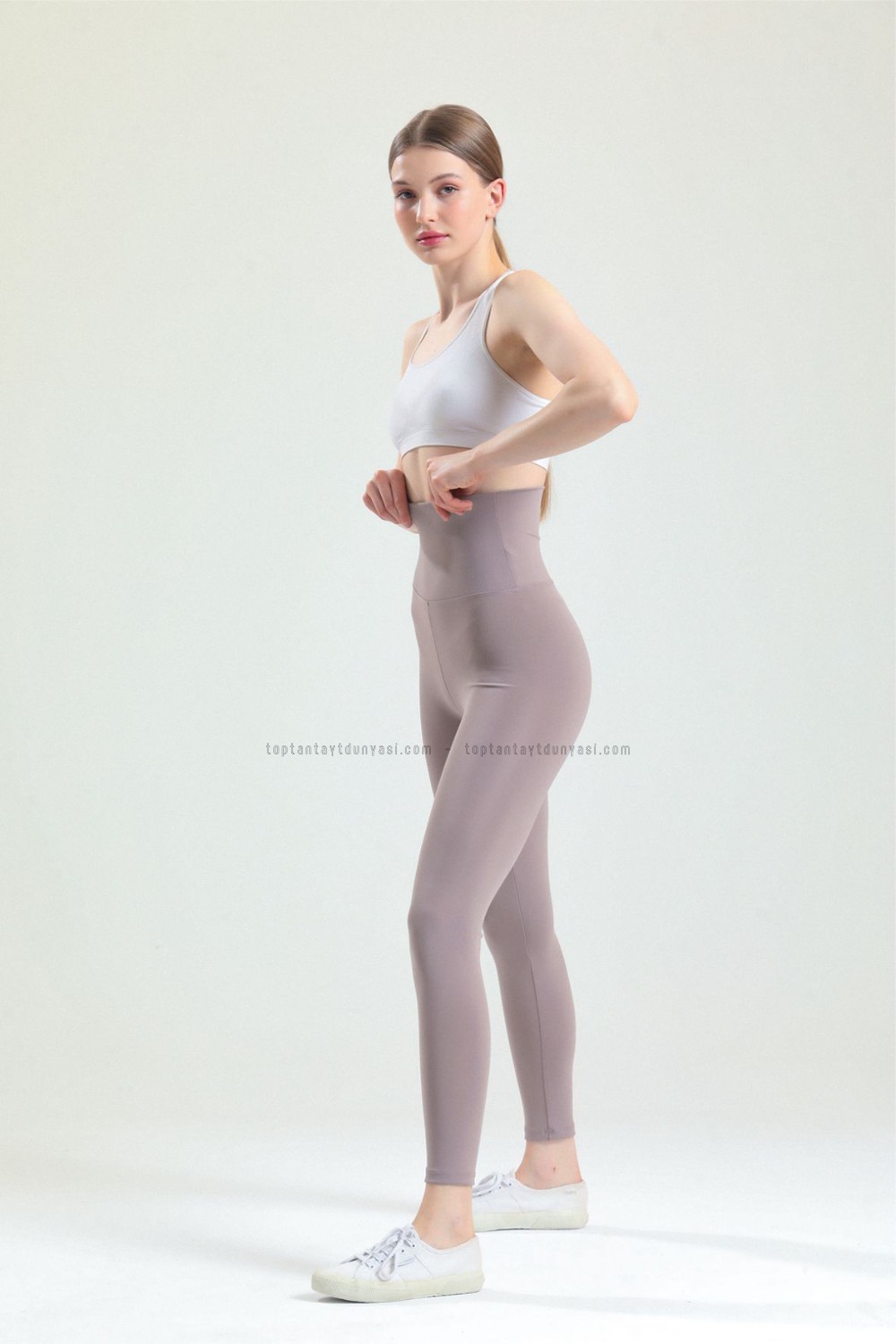 Toptan Korse Kemerli Tayt Vizon