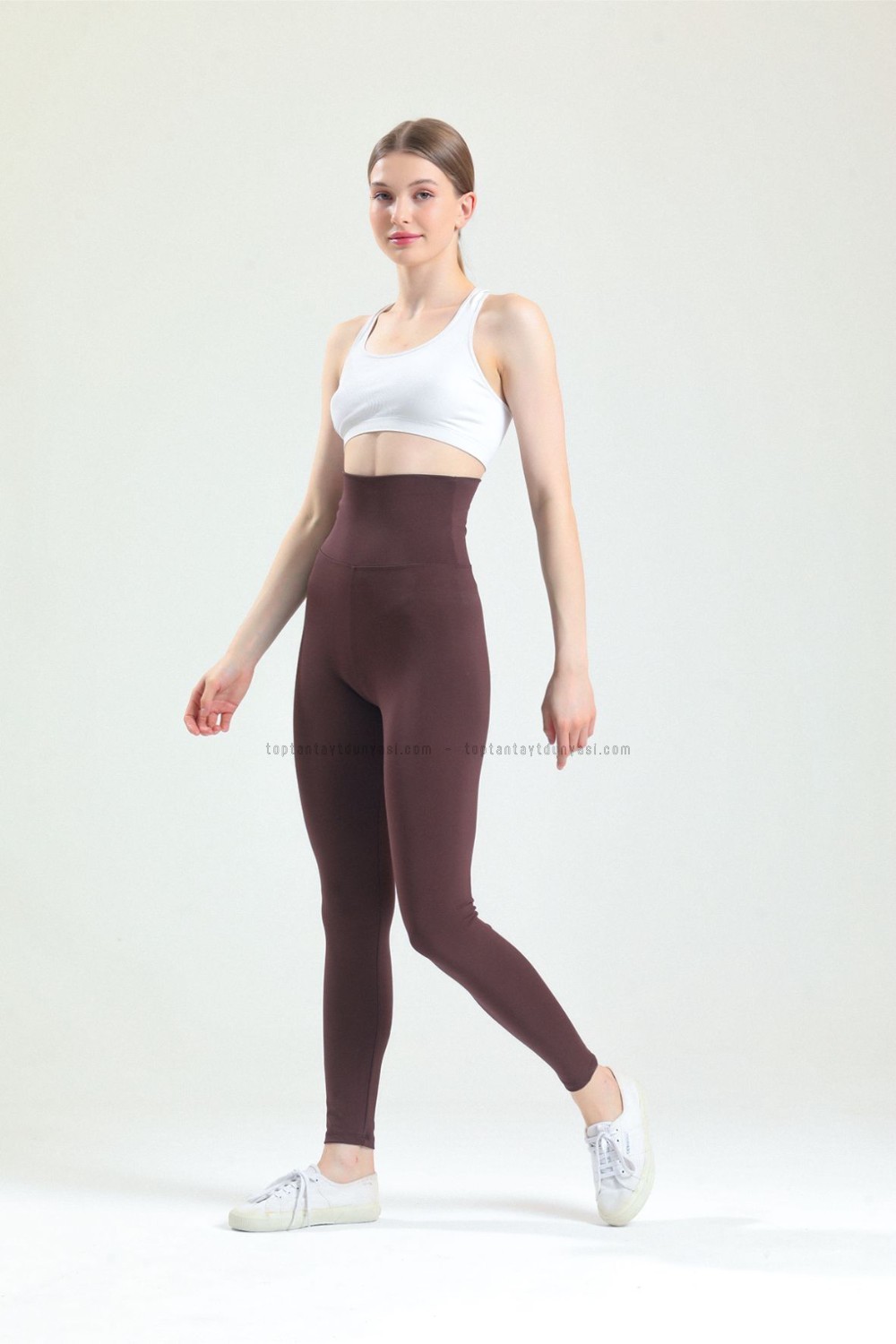 Toptan Korse Kemerli Tayt Kahve