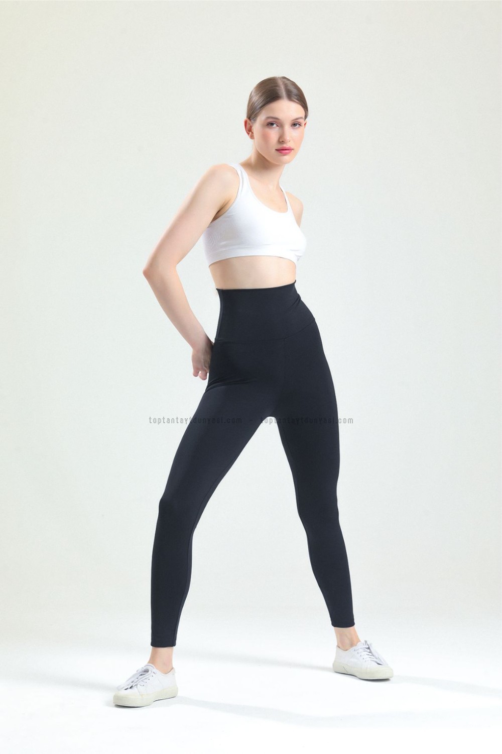 Toptan Korse Kemerli Tayt Siyah