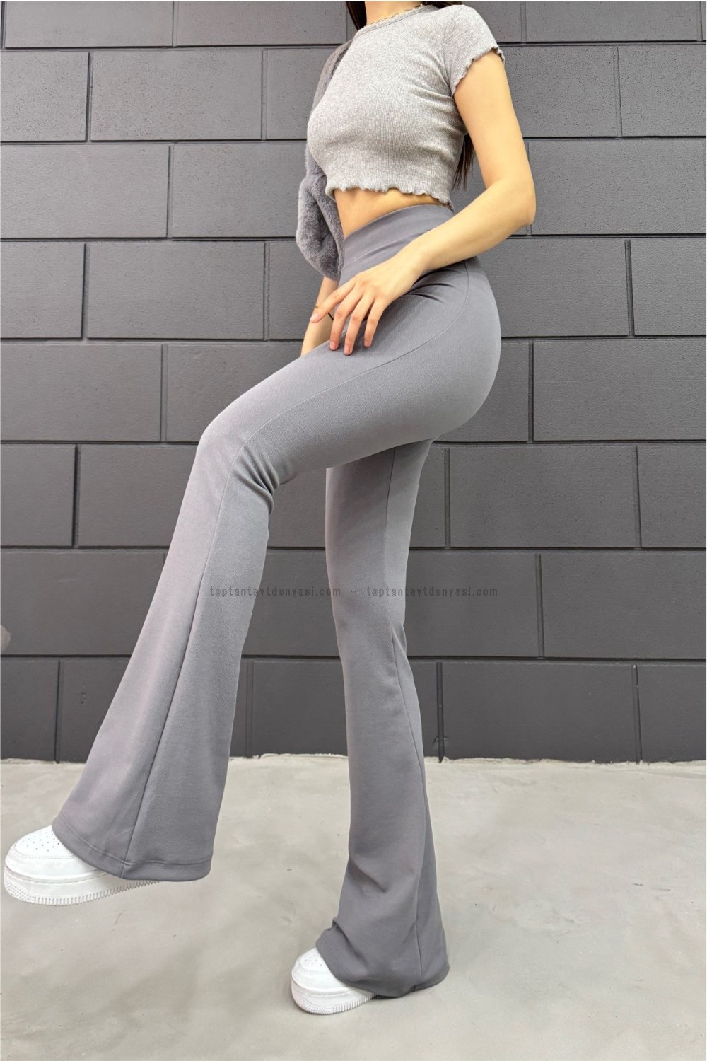 Toptan İspanyolpaça Tayt Gri