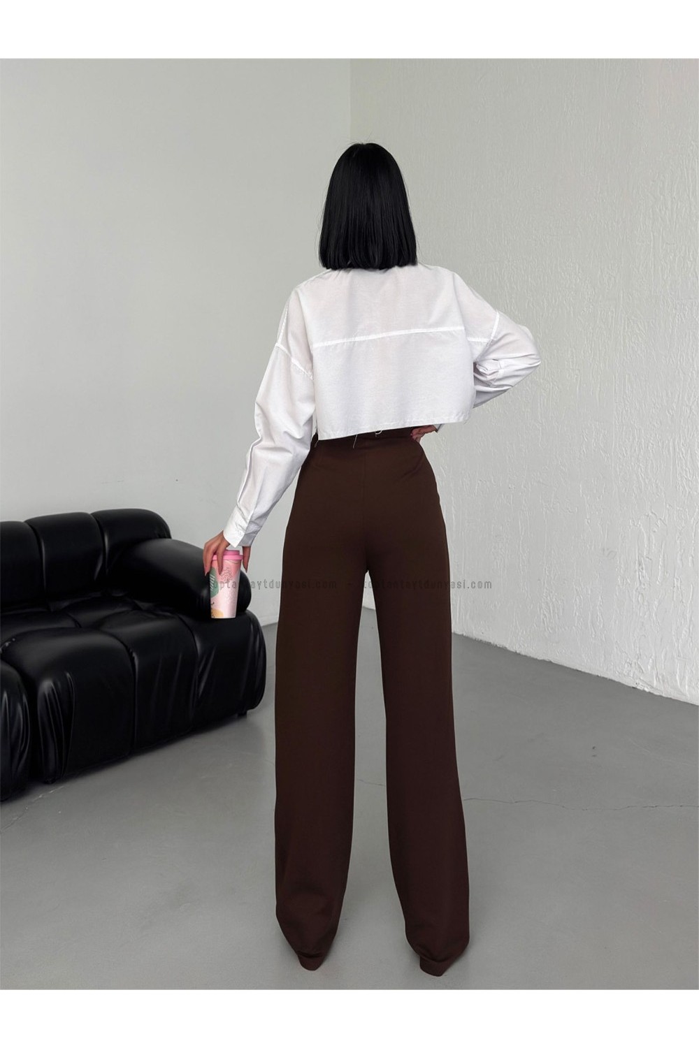 Toptan Palazzo Pantolon Cırtlı Kahve