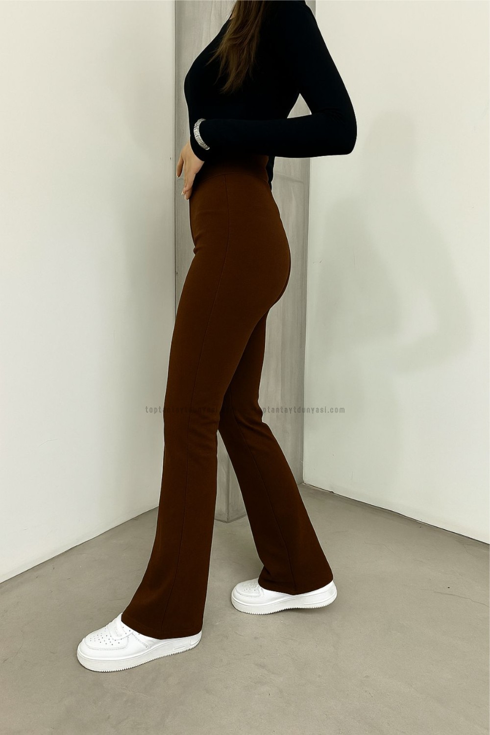 Toptan İspanyolpaça Penye Kahve Tayt