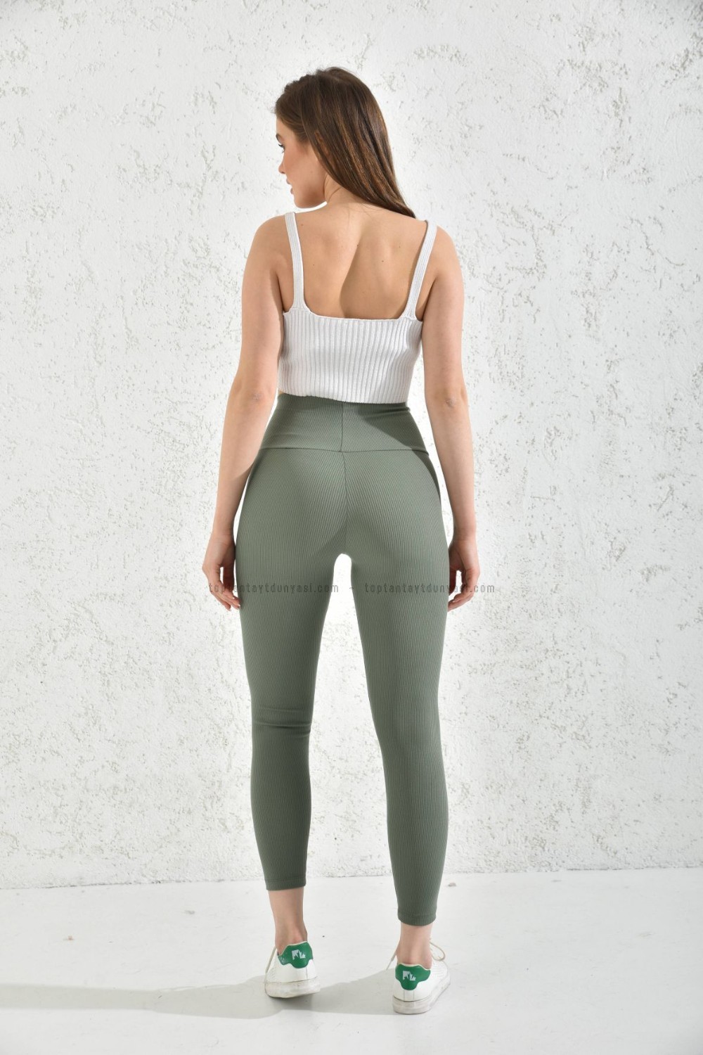 Toptan Fitilli Çapraz Kemerli Tayt Yeşil